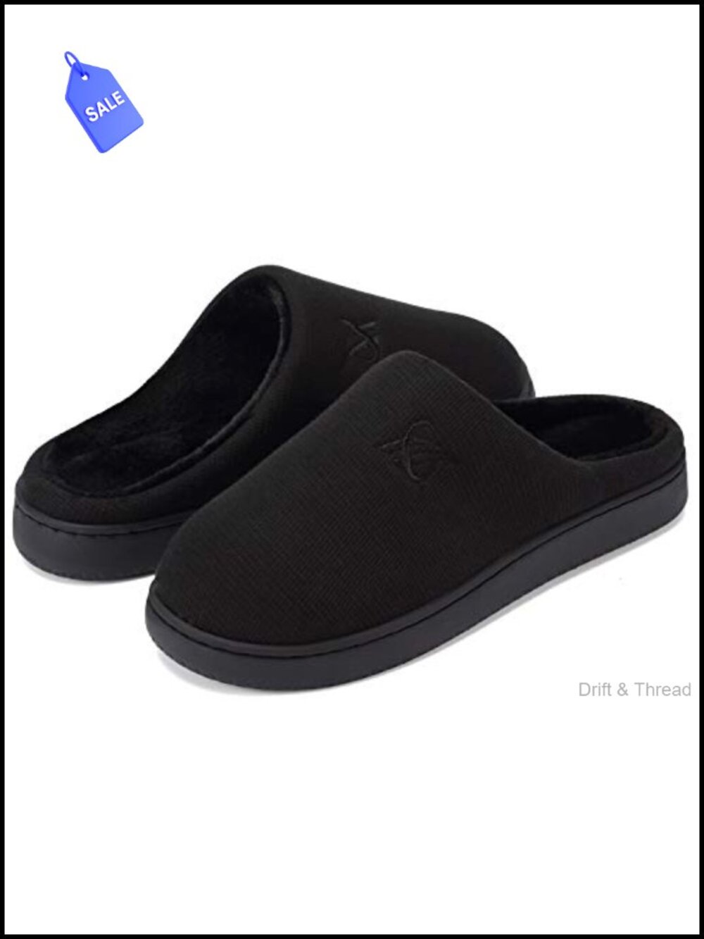 Memory Foam Slippers Waffle Knit Flannel Lined Anti-Skid House Shoes